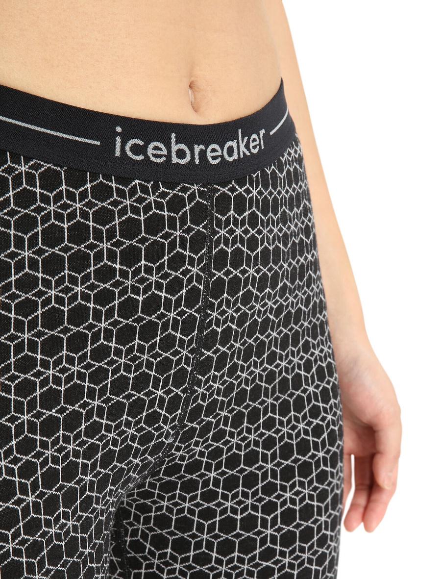 Base Layers Icebreaker Merino 250 Vertex Leggings Alpine Geo Damskie Czarne Białe | PL 1101UZGT